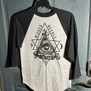 Augusta Sportswear Black and Gray Graphic Raglan Tee